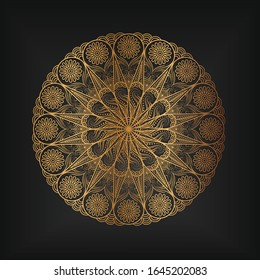 Luxury Mandala Background With Floral Pattern In Gold Color
