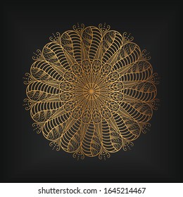Luxury Mandala Background With Floral Pattern In Gold Color