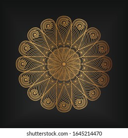 Mandala De Lujo Con Patrón Floral En Color Dorado