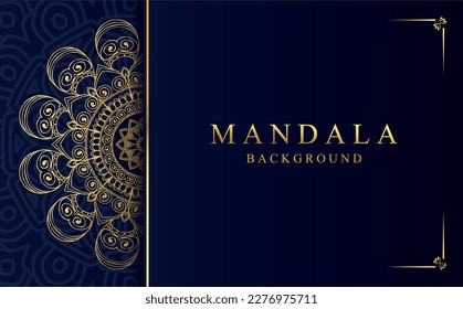 Luxury mandala background in gold color vector