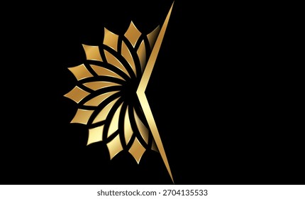 Fondo de lujo del mandala con el marco del oro en estilo árabe arabesco del modelo, Plantilla negra del diseño de la Ilustración vectorial con el espacio de la copia para su texto