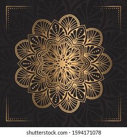 Luxury mandala background with golden arabesque pattern Arabic Islamic east Style Premium Vector