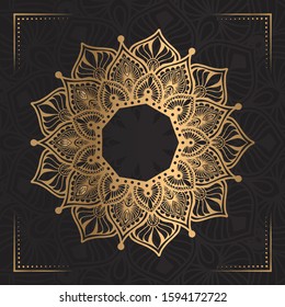 Luxury mandala background with golden arabesque pattern Arabic Islamic east Style Premium Vector