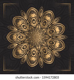 Luxury mandala background with golden arabesque pattern Arabic Islamic east Style Premium Vector