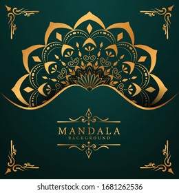 Luxury mandala background with golden arabesque pattern arabic islamic east style. Decorative mandala for print, poster, cover, brochure, flyer, banner