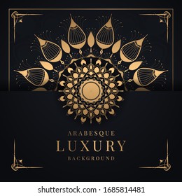 Luxury mandala background with golden arabesque pattern arabic islamic east style