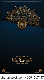 Luxury mandala background with golden arabesque pattern arabic islamic east style for Wedding card, book cover.
