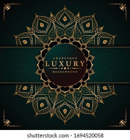 Luxury mandala background with golden arabesque pattern arabic islamic east style for Wedding card, book cover.
