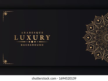 Luxury mandala background with golden arabesque pattern arabic islamic east style for Wedding card, book cover.
