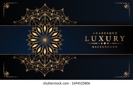 
Luxury mandala background with golden arabesque pattern arabic islamic east style for Wedding card, book cover.