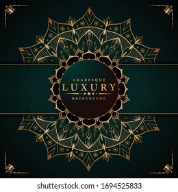 
Luxury mandala background with golden arabesque pattern arabic islamic east style for Wedding card, book cover.