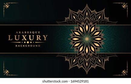 
Luxury mandala background with golden arabesque pattern arabic islamic east style for Wedding card, book cover.