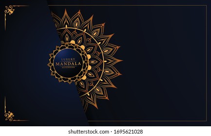 Luxury mandala background with golden arabesque pattern arabic islamic east style for Wedding card, book cover.
