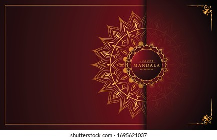 Luxury mandala background with golden arabesque pattern arabic islamic east style for Wedding card, book cover.
