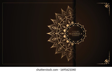 Luxury mandala background with golden arabesque pattern arabic islamic east style for Wedding card, book cover.
