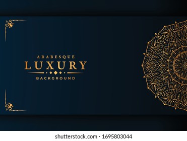 Luxury mandala background with golden arabesque pattern arabic islamic east style for Wedding card, book cover.
