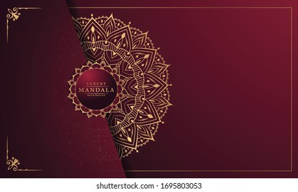 Luxury mandala background with golden arabesque pattern arabic islamic east style for Wedding card, book cover.
