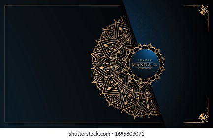 Luxury mandala background with golden arabesque pattern arabic islamic east style for Wedding card, book cover.
