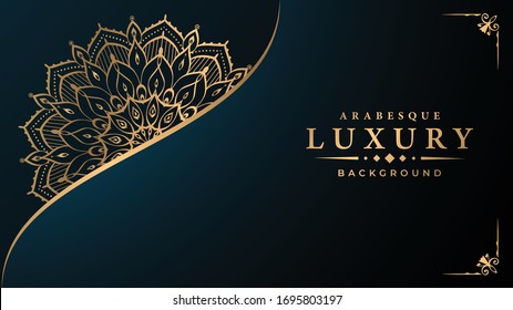Luxury mandala background with golden arabesque pattern arabic islamic east style for Wedding card, book cover.
