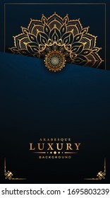 Luxury mandala background with golden arabesque pattern arabic islamic east style for Wedding card, book cover.
