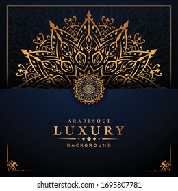 
Luxury mandala background with  golden arabesque pattern arabic islamic east style for Wedding card, book cover.
