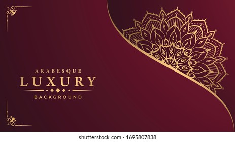 
Luxury mandala background with  golden arabesque pattern arabic islamic east style for Wedding card, book cover.
