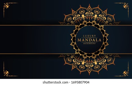 
Luxury mandala background with  golden arabesque pattern arabic islamic east style for Wedding card, book cover.
