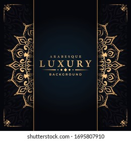 
Luxury mandala background with  golden arabesque pattern arabic islamic east style for Wedding card, book cover.
