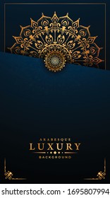 
Luxury mandala background with  golden arabesque pattern arabic islamic east style for Wedding card, book cover.
