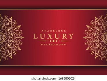 
Luxury mandala background with  golden arabesque pattern arabic islamic east style for Wedding card, book cover.
