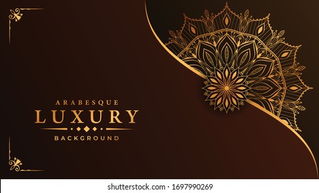 Luxury mandala background with golden arabesque pattern, 
Ornamental Background . Wedding card, Cover.