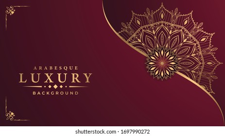Luxury mandala background with golden arabesque pattern, 
Ornamental Background . Wedding card, Cover.
