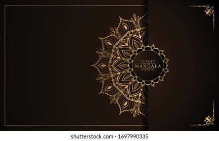 Luxury mandala background with golden arabesque pattern, 
Ornamental Background . Wedding card, Cover.