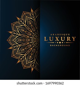 Luxury mandala background with golden arabesque pattern, 
Ornamental Background . Wedding card, Cover.