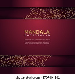 Luxury mandala background with golden arabesque pattern. ornament elegant invitation wedding card , invite , backdrop cover banner illustration maroon color vector design.
