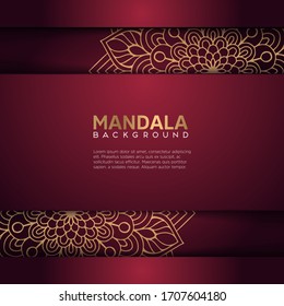 Luxury mandala background with golden arabesque pattern. ornament elegant invitation wedding card , invite , backdrop cover banner illustration maroon color vector design.