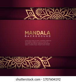 Luxury mandala background with golden arabesque pattern. ornament elegant invitation wedding card , invite , backdrop cover banner illustration maroon color vector design.