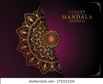 Luxury mandala background with golden arabesque pattern arabic 
islamic east style.decorative mandala 