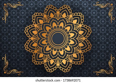 Luxury mandala background with golden arabesque pattern Arabic Islamic east style. Ramadan Style Decorative mandala. Mandala for print, poster, cover, brochure, flyer, banner
