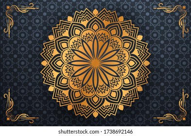 Luxury mandala background with golden arabesque pattern Arabic Islamic east style. Ramadan Style Decorative mandala. Mandala for print, poster, cover, brochure, flyer, banner