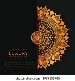 Luxury mandala background with golden arabesque pattern arabic islamic east style.decorative mandala for print, poster, cover, brochure, flyer, banner, Islamic Background with Arabesque Pattern