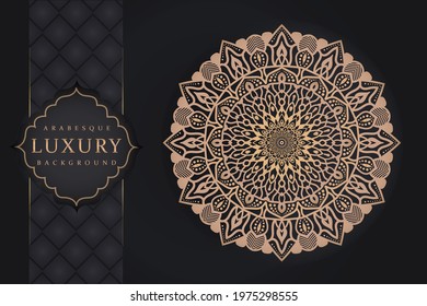 Luxury mandala background with golden arabesque pattern arabic islamic east style.decorative mandala for poster, cover, brochure, flyer, banner, Beautiful card, Figure mandala for coloring