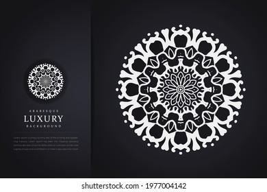 Luxury mandala background with golden arabesque pattern arabic islamic east style. Gold mandala template background with place for text. Vector floral, poster, cover, brochure, flyer