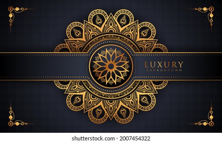 Lujoso marco mandala con un patrón arabesco dorado estilo árabe islámico oriental. Mandala decorativa para imprimir, afiche, portada, folleto, volante, pancarta y sus ideas deseadas. Mandala para Henna.