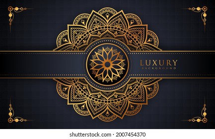 Lujoso marco mandala con un patrón arabesco dorado estilo árabe islámico oriental. Mandala decorativa para imprimir, afiche, portada, folleto, volante, pancarta y sus ideas deseadas. Mandala para Henna.