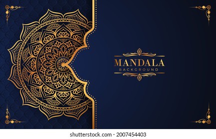Luxury mandala background with golden arabesque pattern Arabic Islamic east style. Decorative mandala for print, poster, cover, brochure, flyer, banner, and your desired ideas. Mandala for Henna.