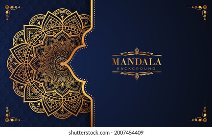 Luxury mandala background with golden arabesque pattern Arabic Islamic east style. Decorative mandala for print, poster, cover, brochure, flyer, banner, and your desired ideas. Mandala for Henna.
