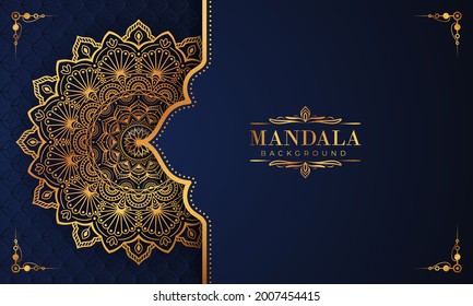 Luxury mandala background with golden arabesque pattern Arabic Islamic east style. Decorative mandala for print, poster, cover, brochure, flyer, banner, and your desired ideas. Mandala for Henna.