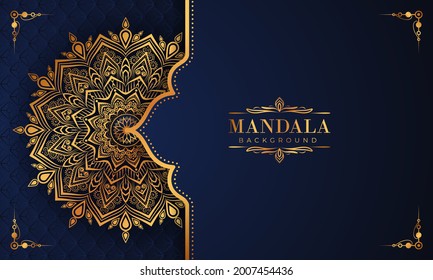 Luxury mandala background with golden arabesque pattern Arabic Islamic east style. Decorative mandala for print, poster, cover, brochure, flyer, banner, and your desired ideas. Mandala for Henna.