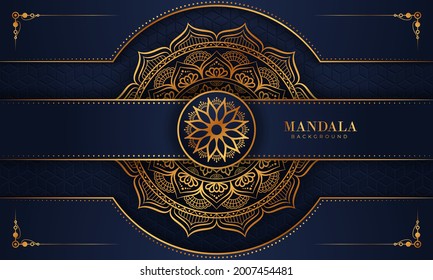 Luxuriöser Mandalahintergrund mit goldenem arabischen Muster arabisch-islamischer Oststil. Dekorative Mandala für Druck, Poster, Cover, Broschüre, Flyer, Banner und Ihre Wunschvorstellungen. Mandala für Henna.